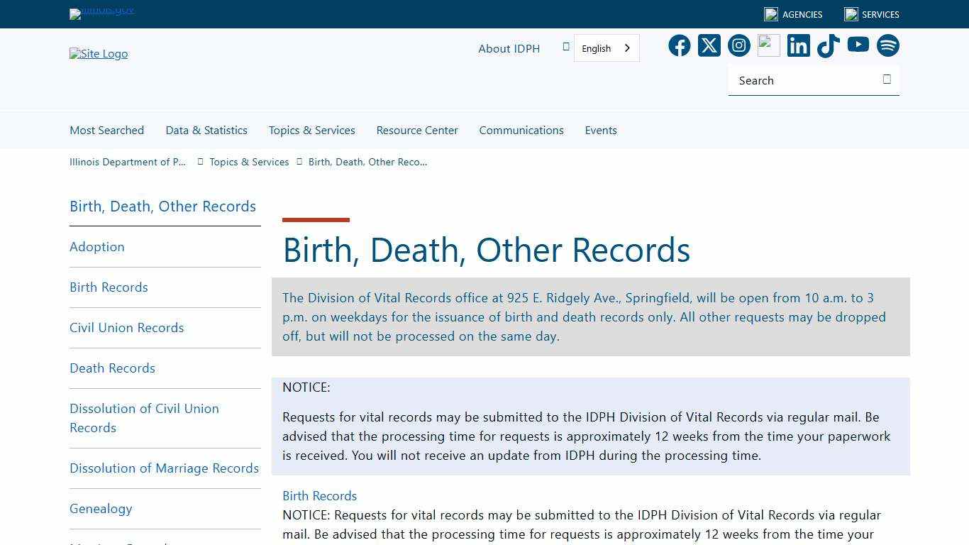 Birth, Death, Other Records